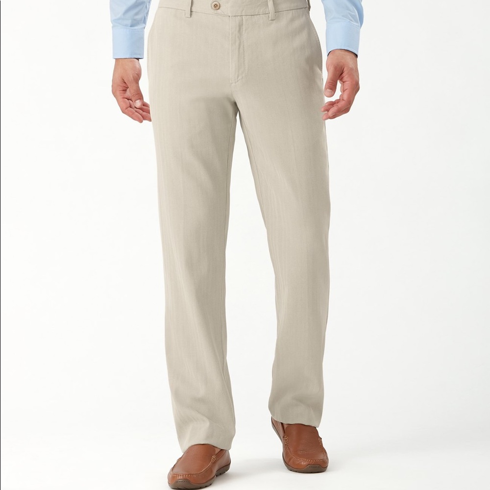 Men’s Tommy Bahama New St.Thomas Flat Front Calvary Silk Twill Pants sz: 38x32